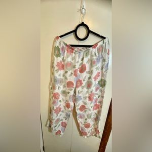 Women’s Hot Cotton plus size 2x linen capri cropped pants floral print